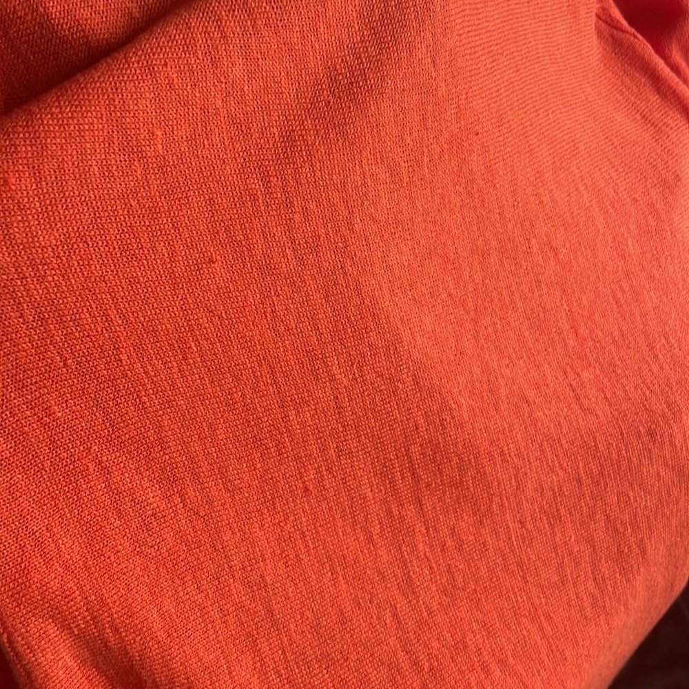 EILEEN FISHER Woman’s Orange Linen 3/4 Sleeve Pullover Sweater Top - Picture 3 of 5